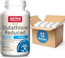 Jarrow Formulas Glutathione Csökkentett 500mg- 60 Veggie Capsules- Intracelluláris antioxidáns - Quality Glutathione Supports Recycling of Vitamins C & E - Non- GMO- Gluten Free- Vegan, Pack of 12
