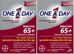 ONE A DAY Proactive 65 +, Mens & Womens Multivitamin, Kiegészítés A-vitaminnal, C-vitaminnal, D-vitaminnal, és cink az Immune Health Support *, kalcium, folsav & More, Tabletta 150 Count (2-es csomag)