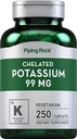 Piping Rock Chelated Kálium Supplement 99mg
