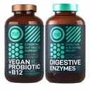Enzimek probiotikumokkal és prebiotikumokkal és Vegan probiotikumokkal Plus B12 Enhanced Digestive and Gut Health Bundle