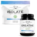 Izom Feast Creapure Creapine Monohidrát - ízesítetlen 2lb (x1) és izolátum tejsavó fehérje por - ízesítetlen 5lb (x1) - Izom helyreállítás és teljesítmény köteg