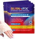 BurnFix ® - 4 csomag- Burn Gel Dressing 4 x 4 "Burn Care First Aid kezelés. Azonnali fájdalom enyhítése hydrogel égési ruha 1. fokú égési, borotva és napsütés otthon, munka, tűz, EMS