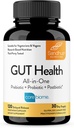 Sandhu 's Gut Health - Prebiotic, probiotic, Postbiotic & L- Glutamin) 124; Emésztési egészség, kolon, probiotikus összes ellátás 124; 120 Késleltetett kiadás kapszula