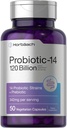 Horbäach Probiotics 120 Billion CFU - 124; 14 Strains with Prebiotics - 124; for Women & Men - 124; 50 Capeular - 124; Vegetáriánus, Non- GMO & Gluten Free Supplement