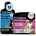Omega 3 Fish Oil & Multivitamin Max Strength Bundle: Wild Caught Omega 3 Supplement & 15- in1 Kutya Vitaminok bőrre, kabátra és egészségre (32oz)