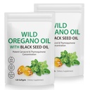 2 Pack Oil of Oregano Softgels, 120 Count 2 in 1 6000mg Oil of Oregano with Black Seed Oil 200mg, Plant Based, Organic Oregano Oil Supplement Capsules, Non-GMO & Immune Support