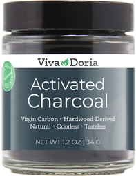Viva Doria Aktiválta Charcoin Powder, Hardwood Derived, Food Grade, 1.2 Oz Glass Jar