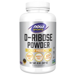 NOW Foods Sports Nutrition, D- Ribose Powder 5000 mg, Certified Non-GMO, Energy Production *, 8- Ounce
