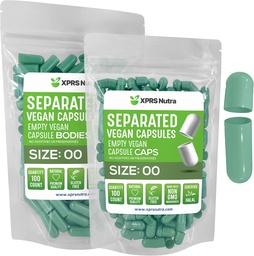 XPRS Nutra Vegan mérete 00 szétválasztott kapszula - 100 darab Prémium üres kapszula zsákokban elkülönítve - 00 tabletta üres DIY kiegészítés töltelék (Sage Green)