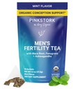 Kék Stork Férfi termékenységi tea: szerves termékenységi kiegészítők férfiak, zöld tea, Maca gyökér, és Ginkgo Biloba férfi reproduktív egészség, menta, 15 tasak