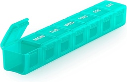 Sukuos Extra Nagy Pill Organizer, 7 Day Napi Pill Box Case Arthritis Friendly, Silkscreen Printed Medicine Container Clear Lid for Vitamins, Fish Oils or Supplements (Cyan)