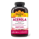 Country Life Acerola Vitamin C Complex, 500mg, Chewable Berry Flavored Wafers, Unterstützt Immungesundheit, 180 Wafer, Certified Gluten Free von GFCO, Certified Vegan von AVA