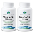 Earth 's Splendor Folic Acid 800 mcg kiegészítés, Támogatja a szív egészségét, támogatja a nők reproduktív egészségét, sima bevonatú tabletta (800 mcg, 200 tabletta, 2 csomagot tartalmazó csomag)