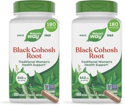 Nature's Way Black Cohosh Root, Traditional Support for Women's Health*, 540 mg per Serving, Non-GMO Project Verified, 180 Capsules (Packaging May Vary), (Pack of 2)