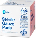 Globe 4 "x 4" Advanced Sterile Gaze Pad for Wound Dressure 124; 100- Pack, Extra Ply Ply Cotton & Highly Absorbend