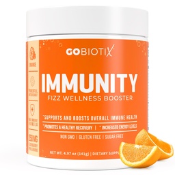 GOBIOTIX C-vitamin - Immun Defense Support Support Supplement Supplement - Immunity Powder Wellness Booster - Vegán Superfood - Elderberry, Turmic, B12 Vitamin Supplement, Non-GMO and Sugar Free (Orange)