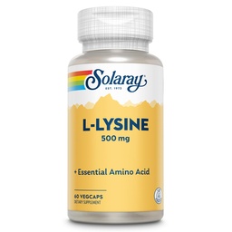 SOLARAY L Lysine 500 mg kapszula - Free-Form Essential Amino Acids Supplement - Erőteljes Wellness támogatás L- Lysine Amino Acid - Labor ellenőrzött, 60- napos garancia, 60 szerváció, 60 VegCaps