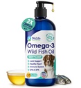 Flüssiges Fischöl für Hunde mit Omega 3, 6 & 9 Fettsäuren, Wild Caught aus Island, Haut und Mantel Ergänzung für Shedding, juckende Haut, Allergien, Gehirn und Herzgesundheit, reich an EPA + DHA - 12 oz