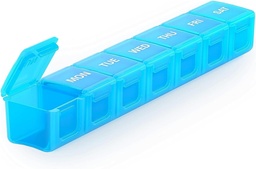 Sukuos Extra Nagy Pill Organizer, 7 Day Napi Pill Box Case Arthritis Friendly, Silkscreen Printed Medicine Container Clear Lid for Vitamins, Fish Oils or Supplements (kék)