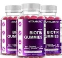 Vitamatic Biotin Gumies 10.000 µg a erősebb haj, bőr és körmök - 60 Vegan Gumies - is hívott B7-vitamin (3 üveg)