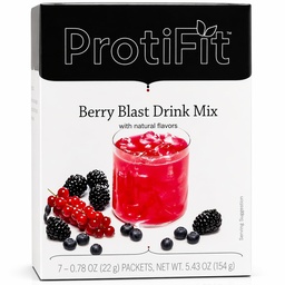 ProtiFit - Magas fehérjetartalmú gyümölcs ízesített por ital Mix, 15 g fehérje, alacsony kalóriatartalmú, cukor mentes, ideális fehérje kompatibilis, 7 szervákat dobozonként (Berry Blast)