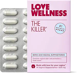 Love Wellness The Killer 124; Boric Acid Vaginal Suppossupposiva124; Balances pH & Supports Odor Control, a Healthy Vaginal Balance and Environment
