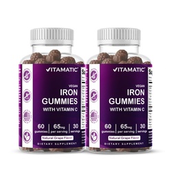 Vitamatic Iron 65 mg Gumies Supplement for Women & Men - 60 Vegan Gumies - Great Tasting Iron Gummy Vitamins with Vitamins C-vitamin (2)