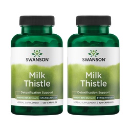 Swanson Milk Thistle (Szabványosított) - Herbal Máj Support Supplement w / 80% Silymarin - Natural Formula Súgó, hogy fenntartsa az általános egészség & jólét - (120 kapszula) (2 csomag)