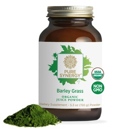 PURE SYNERGY Organic Barley Grass Juice Promoted 124; klorofill- Rich Greens Promoted X4; Organic Cold- Pressed Barley Grass Juvage 124; for Energy, Detox, and Digestion Support (5.3 oz.)