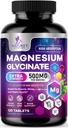 Magnesium Glycinate 500mg - Chelat für Ultra Absorption - unterstützt Knochen, Muskel, Nerven &amp; Herz Gesundheit, Natur Schlafunterstützung, beste Magnesium Ergänzung Pillen für Ganzkörperunterstützung - 120 Tabletten