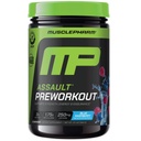 MusclePharm Assault Pre Workout Powder for Men & Women - Energy & Strength Boost Pre- Edzés kiegészítők Beta Alanine, koffein, Creatine & Betaine Vízmentes - 30 szerváció, Kék Málna Flavor
