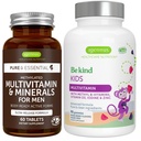 Multivitamin & Ásványok Férfiaknak + Advanced Kids Multivitamin Gummy Vegan Bundle, metilált B- Vitaminokkal, A- vitaminokkal, C, D3 & E, Tiszta címke, 60 tabletta + 90 Berry Flavor Gummees, által Igennus