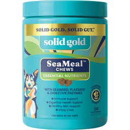 Solid Gold Cat & Dog Multivitamin Chews - Kelp, Omega 3 & Vitaminok Fogászati, Emésztési, Immunrendszeri, Skin & Coat Health - Multi Vitamin Kutyák és Macskák - Sea Kelp alapú Soft Chew minden korosztály számára - 120ct