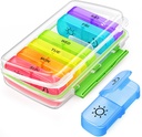 AUVON Pill Box 2 Times egy nap a Moistore- Proof Design, Weekly Pill Organizer AM PM portable Pocket slots, Pill Case 7 nap kettős védelem vitamin, gyógyszer, gyógyszeres kezelés, és kiegészítés