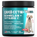 Quercetin kutyáknak Bromelain & C-vitamin - Allergia & Itch Relief, Immune & Gyulladás támogatás - 120 rágótabletta készült az USA-ban