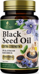 Black Seed Oil Softgels 1000mg - Premium Nigella Sativa Blackseed, Pure Natural Black Cumin Seed Oil & Antioxidant for Skin & Immune Support - Non GMO, palackozott USA Supplement - 60 Softgels