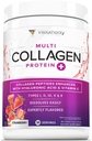 Multi Collagen Peptide Pulver für Frauen - hydrolysiertes flammenförmiges Kollagenpulver für Frauen mit Typen I II III V & X Vitamin C & Hyaluronsäure für Haarhaut und Nägel (Strawberry) - 30 Servierungen