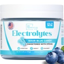 Zero Sugar - Sour Blue Candy Electrolytes Powder - Frissítő hidratálás - koffein mentes energia - Minden természetes összetevő - Vegan, Keto & Paleo - Sugar Free Electrolyte Powder Drink Mix - 30 szerváció