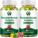 Magnézium Glicinate Gumies 400 - Magnézium kiegészítés alvás, stressz és izomlazítás Magnézium sajtok felnőttek és gyerekek D-vitamin, B6 gyümölcsíz, Vegan, 2 csomagolás
