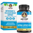 Ancient Bliss Alpha Lipoic Acid Supplement, Antioxidáns és Energy Support, ALA Supplement with Bioperine, No Gluten and Soy, 600mg per Serving, 60 Vegan Capsules