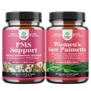 Bundle of PMS Support and Saw Palmetto for Women - Hormon Balance with DIM, Chasteberry, Black Cohosh & Ashwagandha for period Cramps and Saw Palmetto Extract with Maca Root & Biotin for Hair Loss