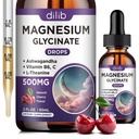 Magnézium-glicinát Folyékony cseppfolyók 500 mg, B6-vitaminnal, Ashwagandha, L - Theanine, Kamilla, Magnézium-glicinát kiegészítés Nagy felszívódás alváshoz, stressz, energia, hangulat - Cherry Flavor