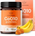 HERBAMAMA CoQ10 Gumies - 200mg Q10 koenzim antioxidáns támogatásra - Vegán, nem-GMO Napi Energia Támogatás Kiegészítés - 90 Pectin- alapú banán ízesített sajtok