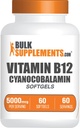 BulkSupplements.com B12 5000 mcg-vitamin Softgels - mint Cyanocobalamin, B12-vitamin kiegészítők, Energia támogatás - Gluten Free, 1 Softgel per Serving, 60 Count (1-es csomag)