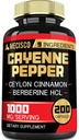 Cayenne Pepper kapszula kurkumin gyökér, Berberine HCl, Ceylon fahéjas Bark & More - 200 kapszula - támogatás emésztés egészség, immunrendszer és test egyensúly
