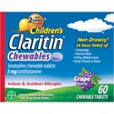 Gyermek Claritin Chewables 24 HR Gyermekallergia orvoslás, szőlő, 60 gróf