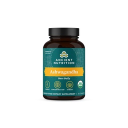 Ancient Nutrition Ashwagandha Tablets, Stress Relief, Supports Energy, Mental Clarity and Concentration, Reduces fáradtság és szorongás, Paleo és Keto Friendly, 30 kapszula