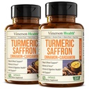 Saffron kiegészítők - 89mg Saffron kivonat és 1000mg Tumeric Blend - Turmeric Supplement Ceylon fahéj és Cardamom hangulati, Memory & Eye Health - Közös kiegészítők nők és férfiak számára - 2 Pack