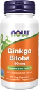 NOW Foods kiegészítők, Ginkgo Biloba 60 mg, 24% szabványosított kivonat, nem GMO projekt ellenőrzött, 60 Veg kapszula