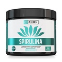 Zhou Spirulina Powder - Blue Green Spirulina Superfood for Women & Men with Vegan Protein, Chlorophyll & Phycocianin for Smooth Energy & Longevity, Drink Mix for Smoothies - 6 oz Jar (48 szerváció)